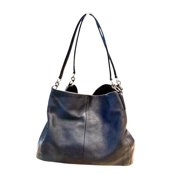 Coach Madison Phoebe Blue Pebbled Leather Three Compartments Shoulder Bag - Picture 1 of 10